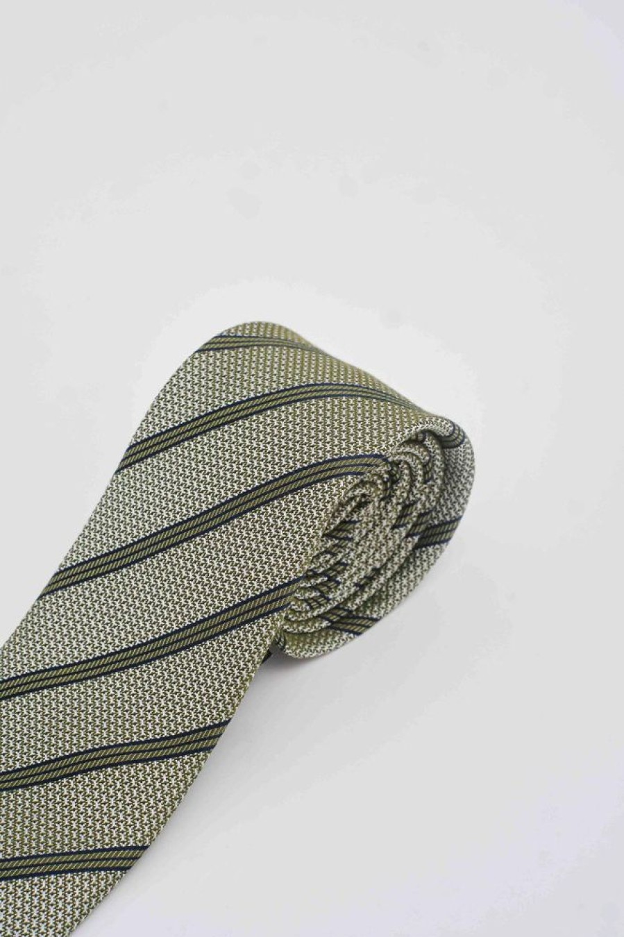 Herre Amanda Christensen Slips Og Sloyfer | Silk Tie Olive Stripe