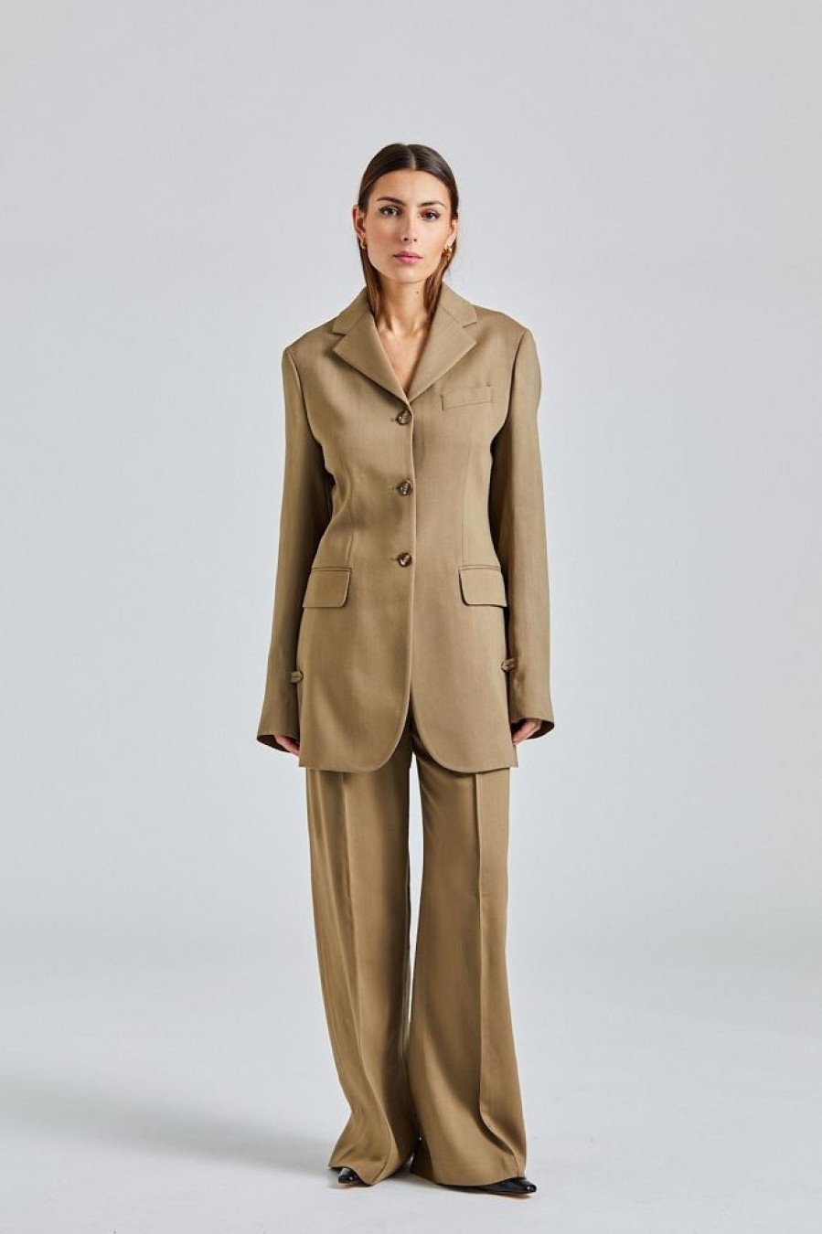 Dame Acne Studios Blazere | Single-Breasted Jacket Mud Beige Fn-Wn-Suit000526