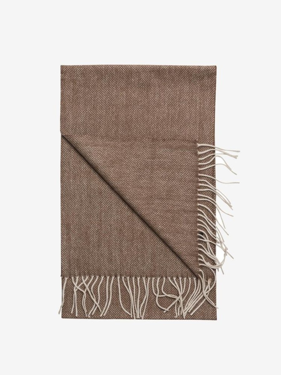 Herre Amanda Christensen Skjerf | Wool Scarf Brown Herringbone