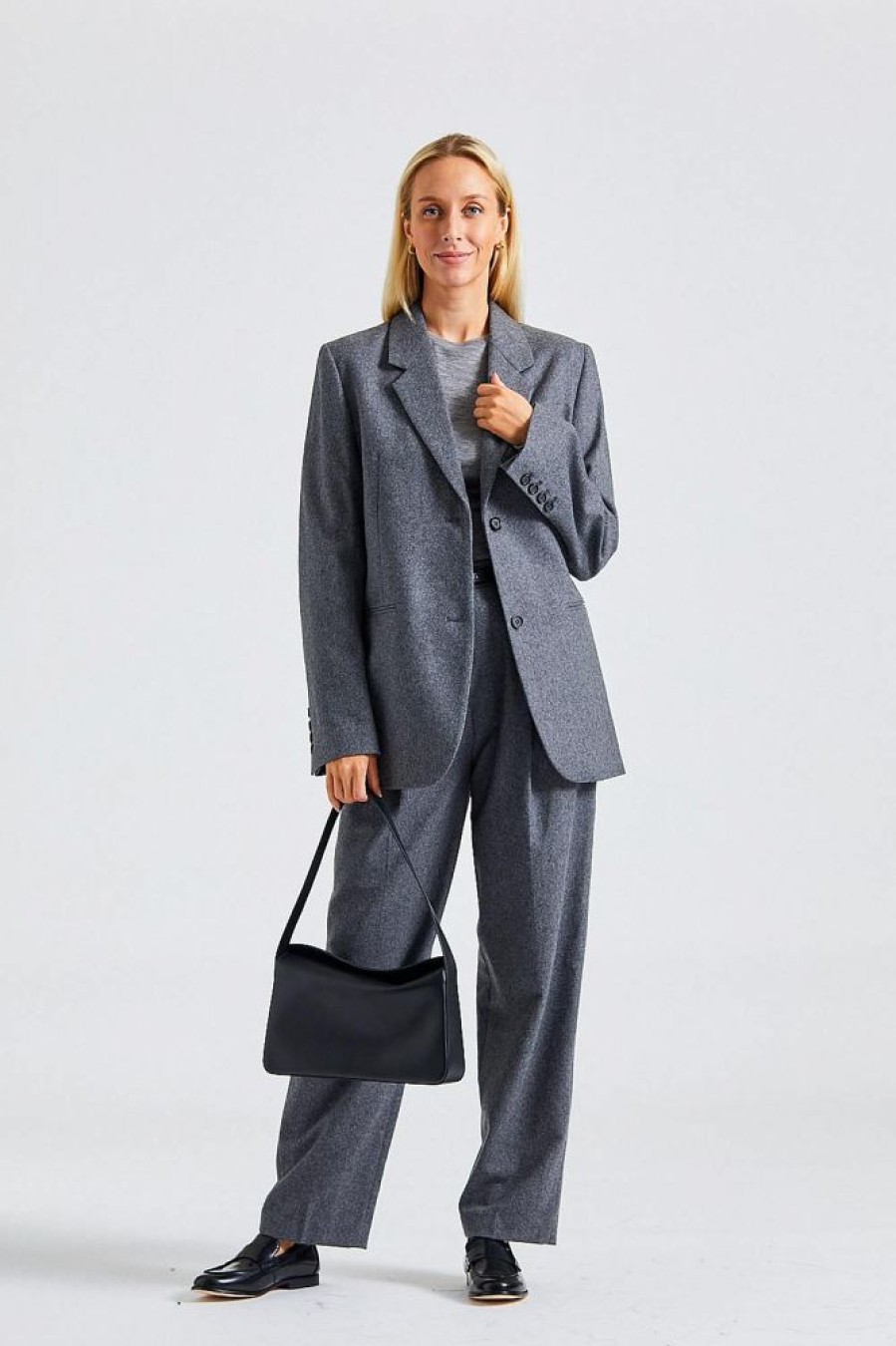 Dame Toteme Dresser Og Sett | Tailored Double Pleated Suit Grey Melange