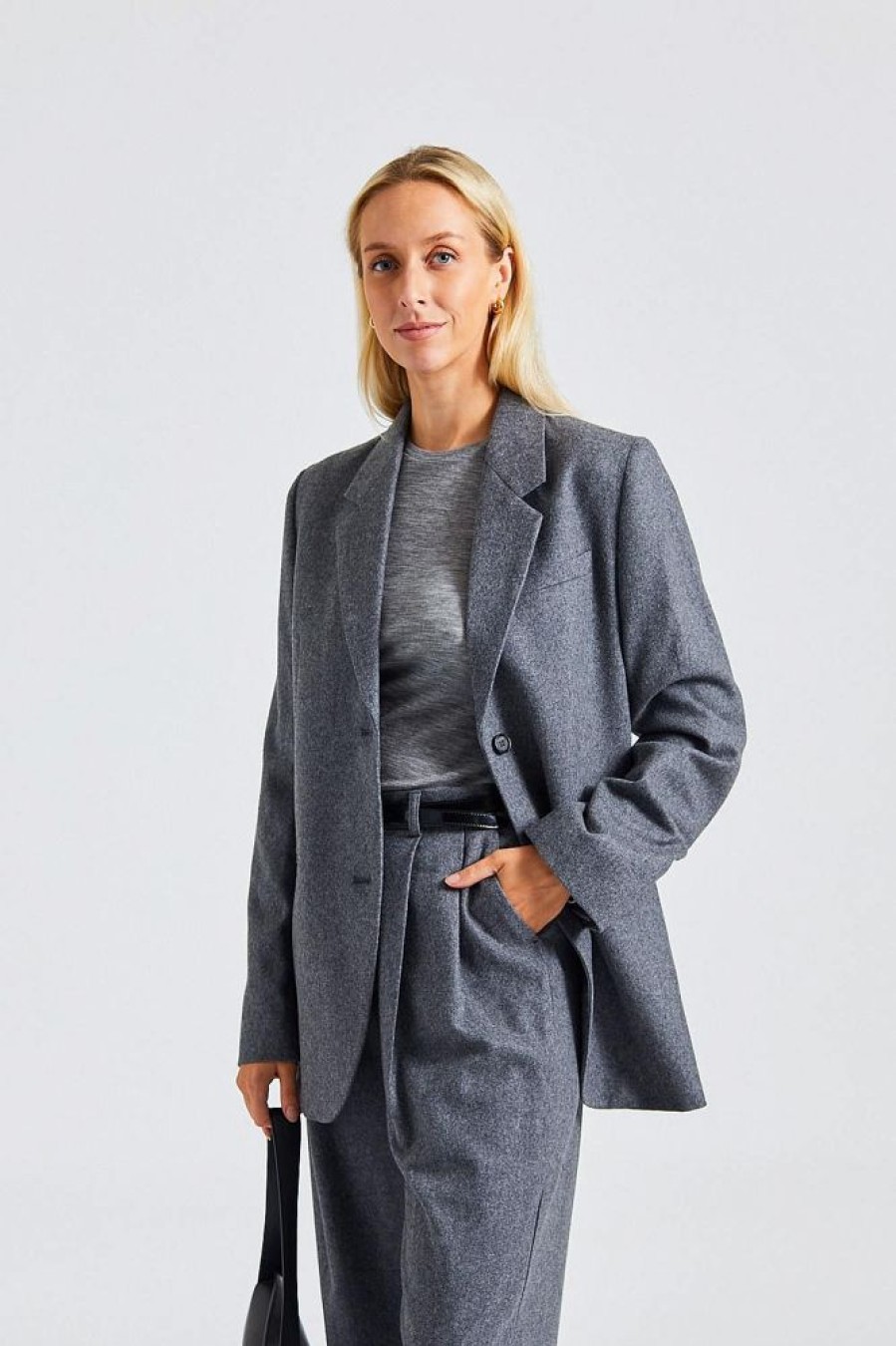 Dame Toteme Dresser Og Sett | Tailored Double Pleated Suit Grey Melange