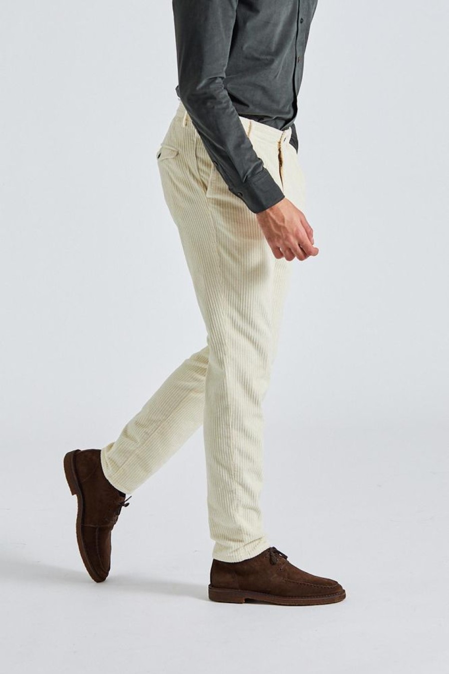 Herre Incotex Bukser | Corduroy Trouser Avorio