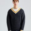 Herre Stüssy Gensere | Mohair Tennis Sweater Charcoal