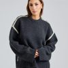 Dame Toteme Gensere | Embroidered Wool Cashmere Knit Grey Melange