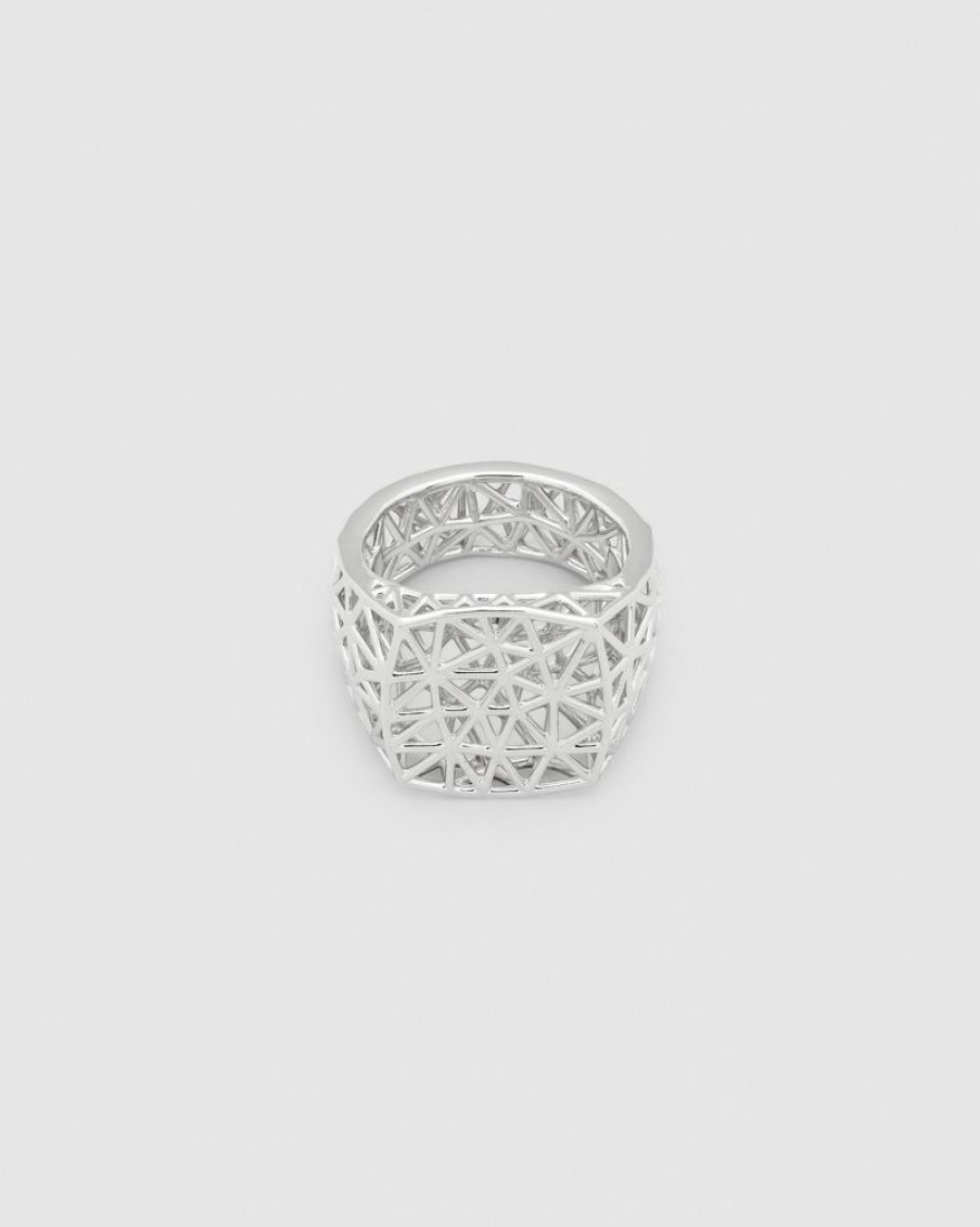 Herre Tom Wood Jewelry | Mesh Ring M Silver