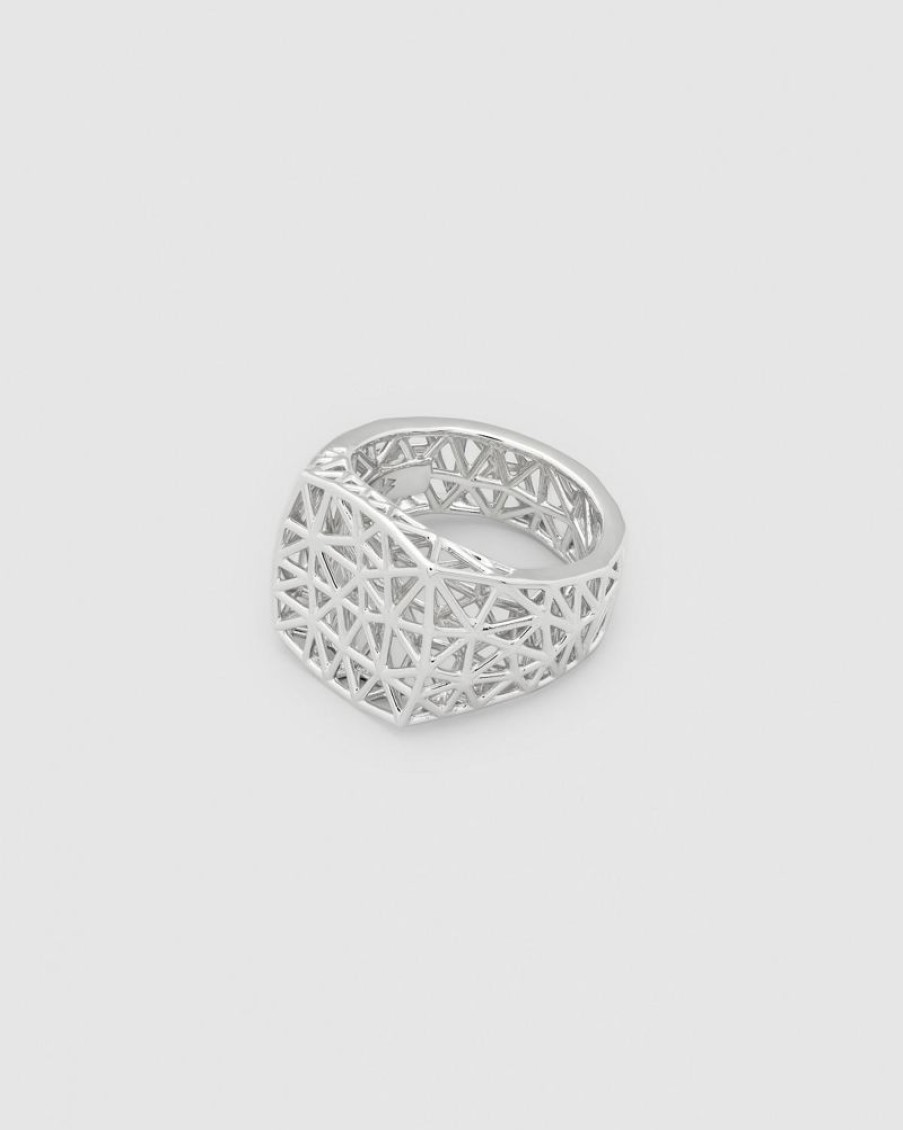 Herre Tom Wood Jewelry | Mesh Ring M Silver