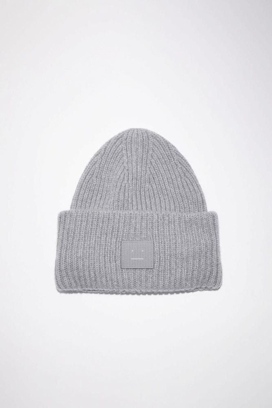 Dame Acne Studios Luer Og Panneband | Large Face Logo Beanie Grey Mel Fa-Ux-Hats000063