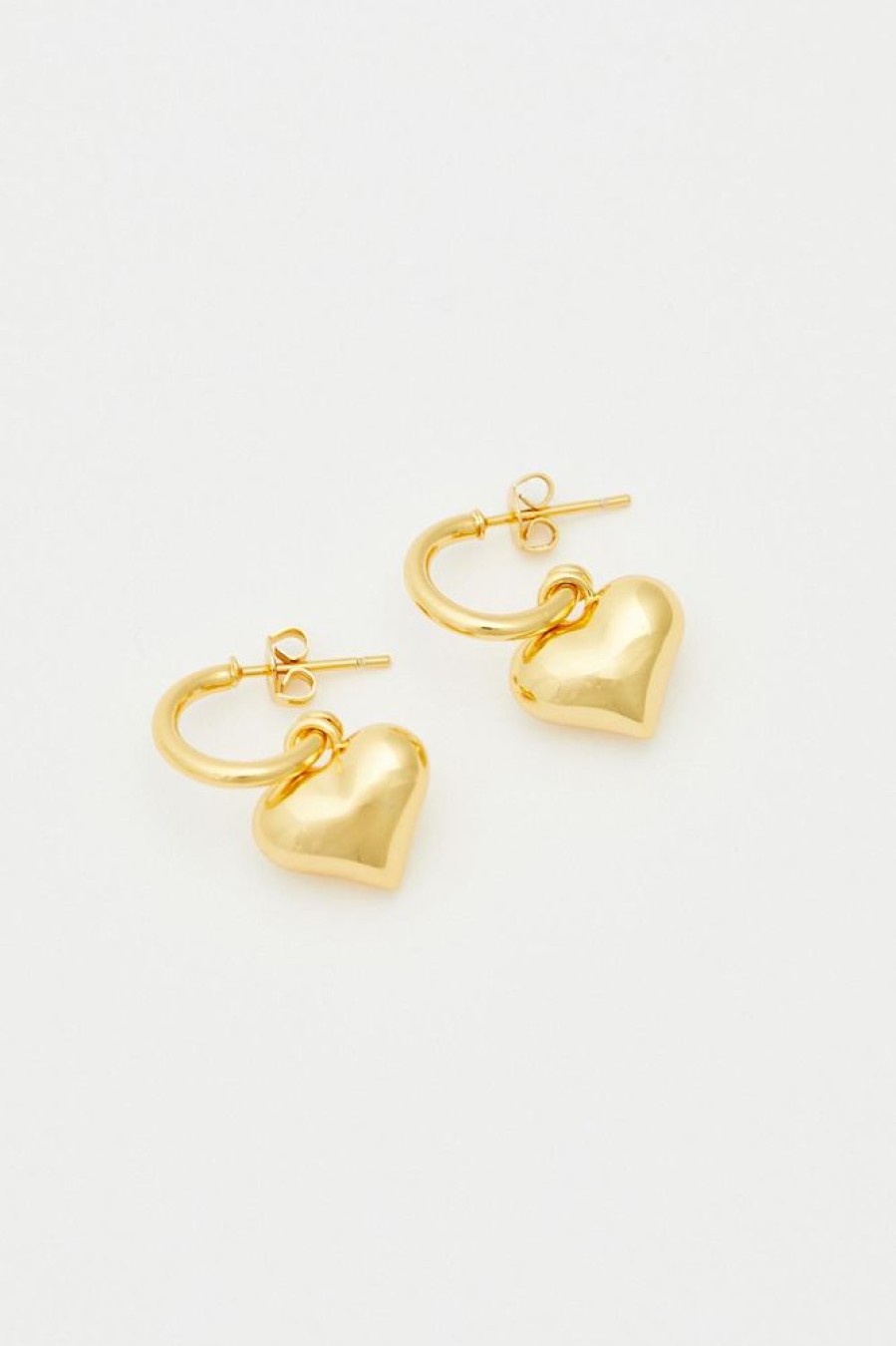 Dame Crystal Haze Jewelry | Golden Heart Earrings