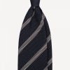 Herre Viola Milano Slips Og Sloyfer | Melange Stripe 3-Fold Grenadine Tie Navy/White