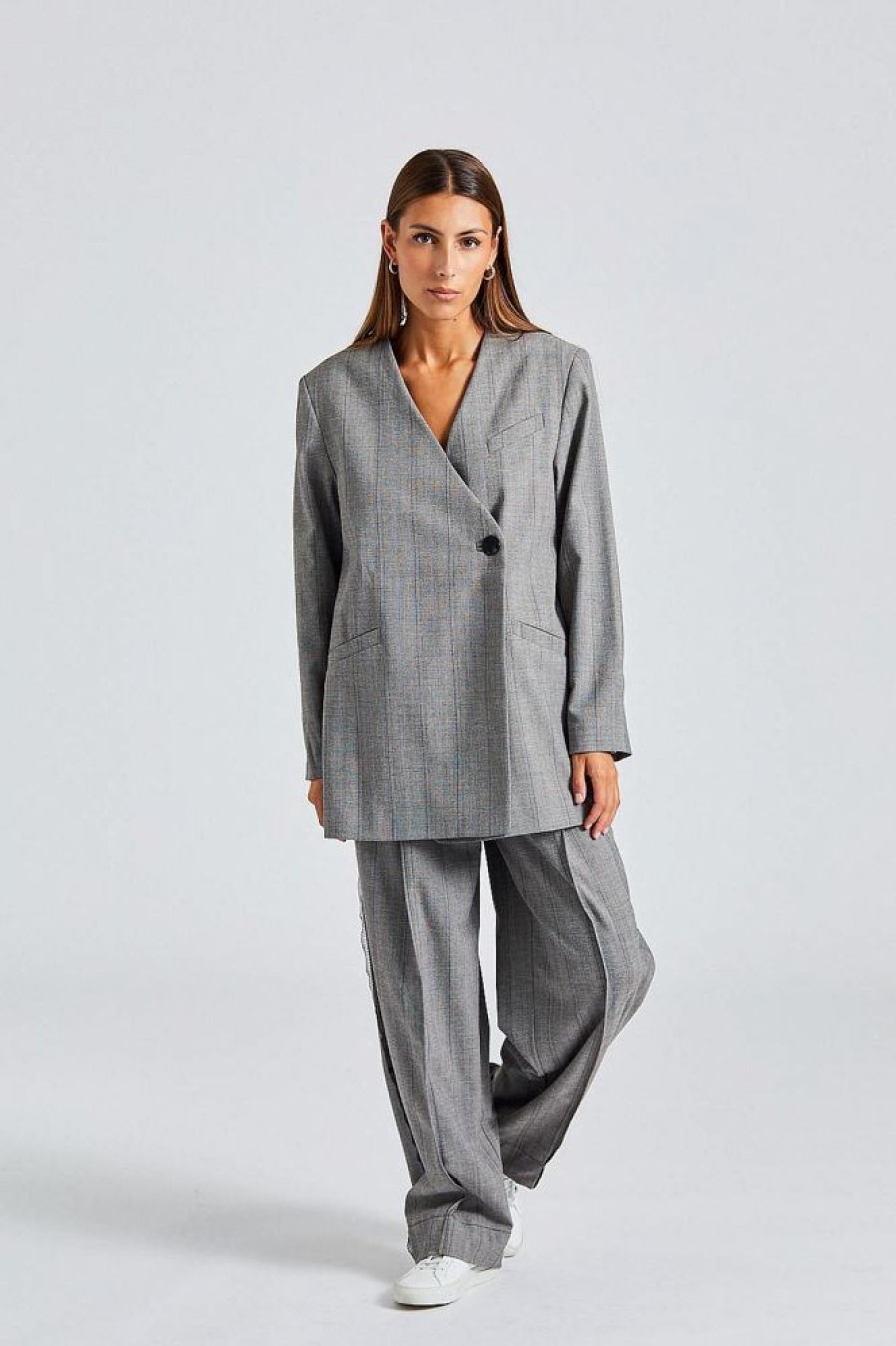 Dame Ganni Dresser Og Sett | Herringbone Suit Frost Grey