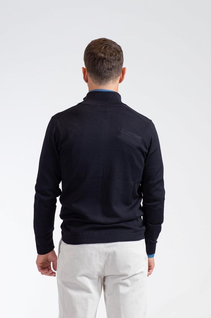 Herre Oscar Jacobson Cardigans | Ariel Full-Zip Night Blue