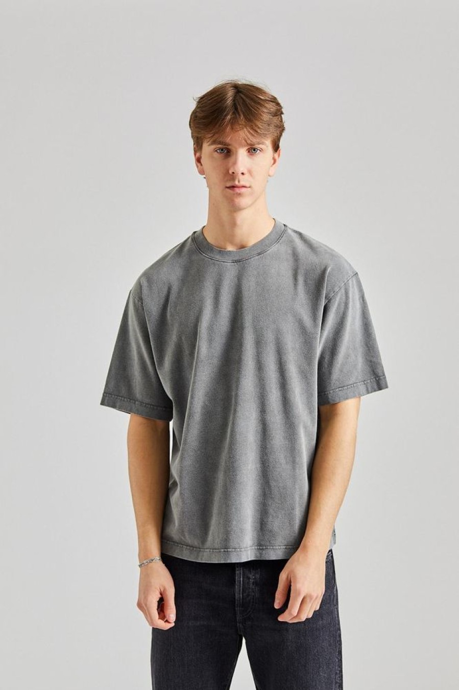 Herre Acne Studios T-Skjorter | Crew Neck T-Shirt - Relaxed Fit Faded Black Fn-Ux-Tshi000018