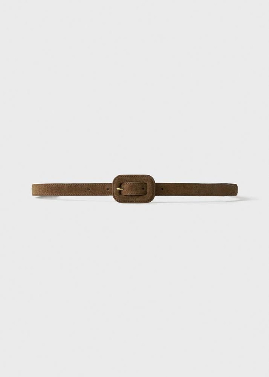 Dame Toteme Belter | Slim Covered Buckle Suede Belt Brown