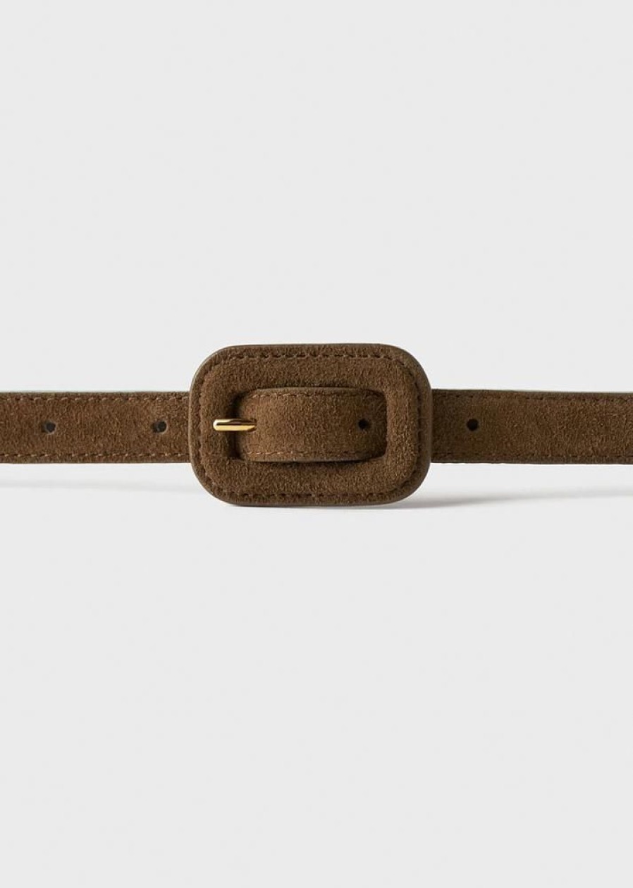 Dame Toteme Belter | Slim Covered Buckle Suede Belt Brown