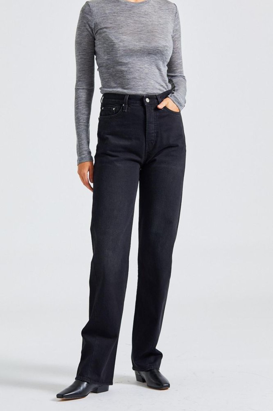 Dame Toteme Jeans | Twisted Seam Denim Full Length Faded Black