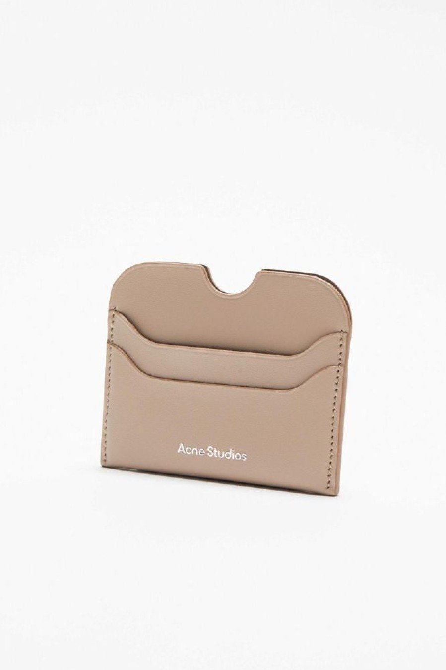 Dame Acne Studios Lommeboker | Leather Card Holder Taupe Beige Fn-Ux-Slgs000257