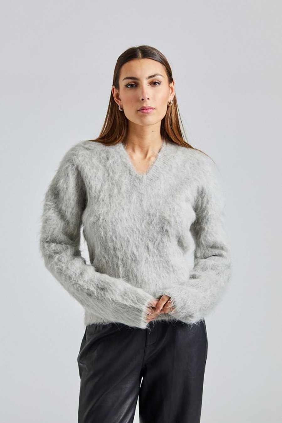 Dame Toteme Gensere | Petite Alpaca-Blend Knit Light Grey Melange