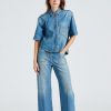 Dame Victoria Beckham Skjorter Og Bluser | Pocket Detail Shirt Midt Vintage Wash