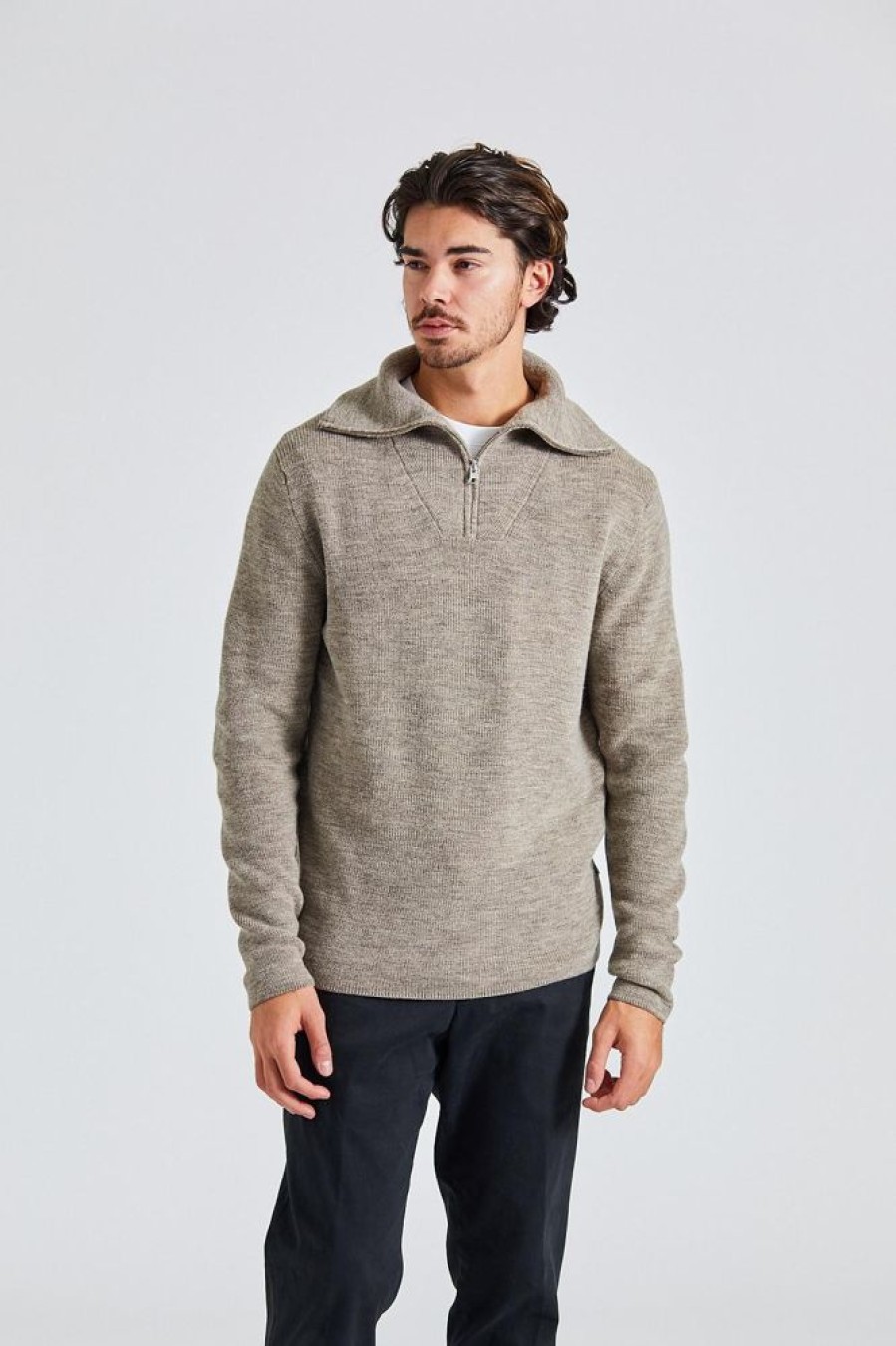 Herre NN07 Gensere | Carl Half Zip Nature Mel