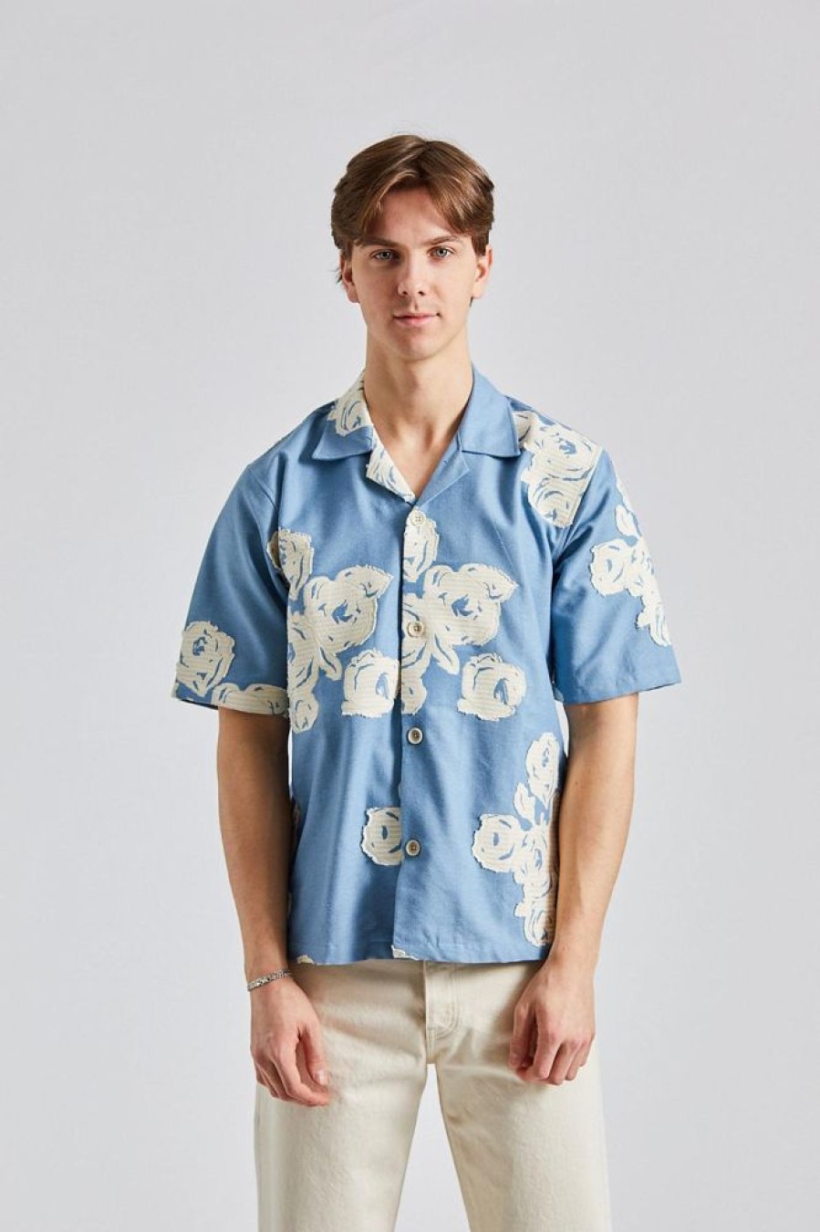 Herre SUNFLOWER Skjorter | Cayo Shirt Ss Blue