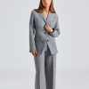 Dame Toteme Blazere | Slim Wool Blend Blazer Grey Melange