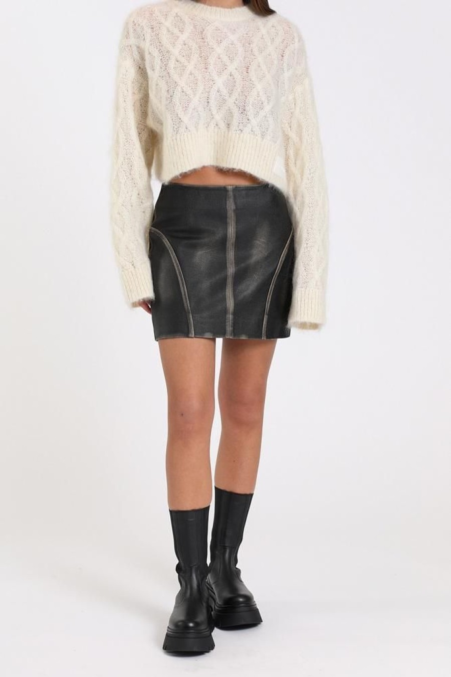 Dame REMAIN Skjort | Jula Leather Skirt Demitasse