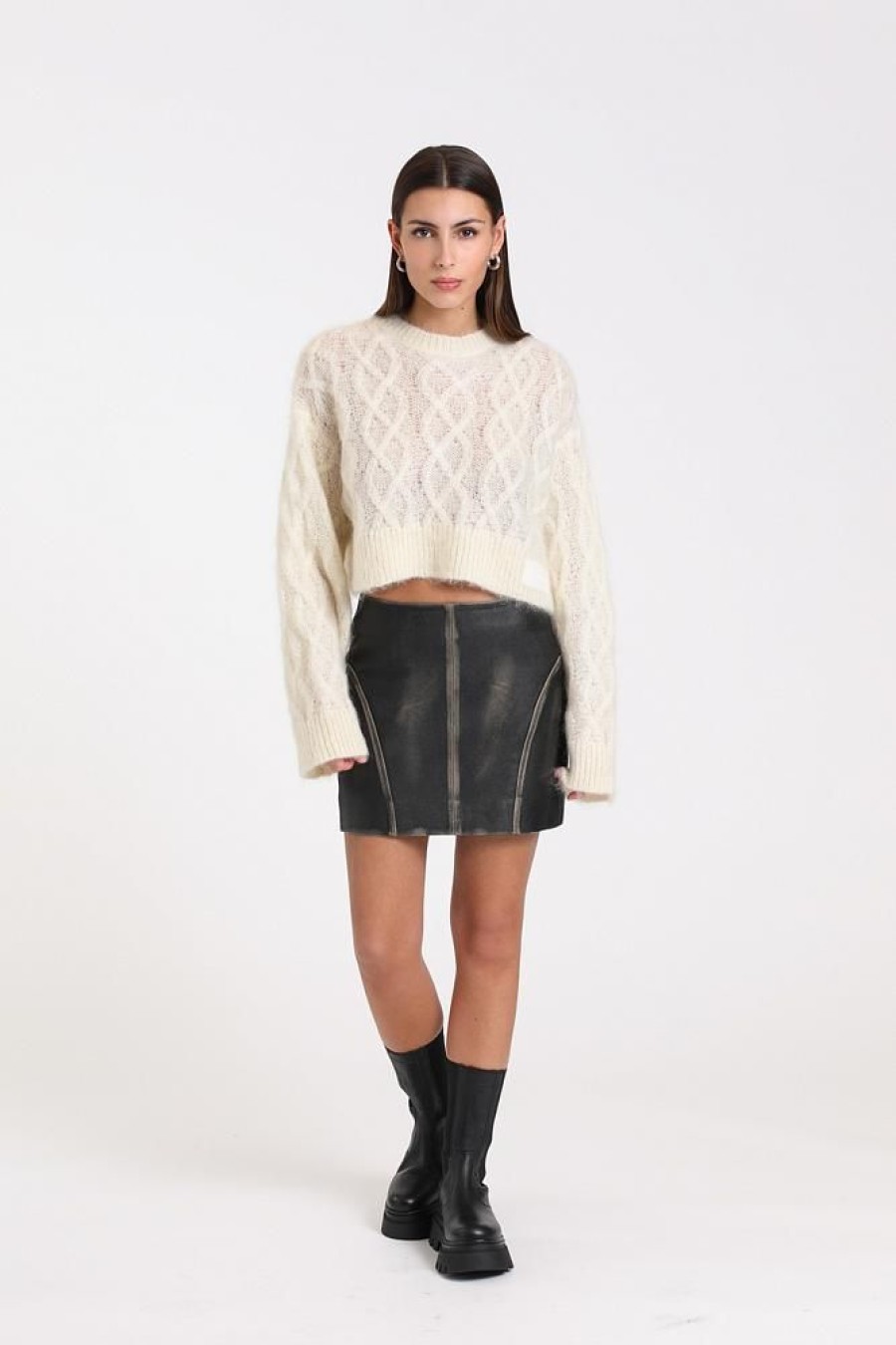 Dame REMAIN Skjort | Jula Leather Skirt Demitasse