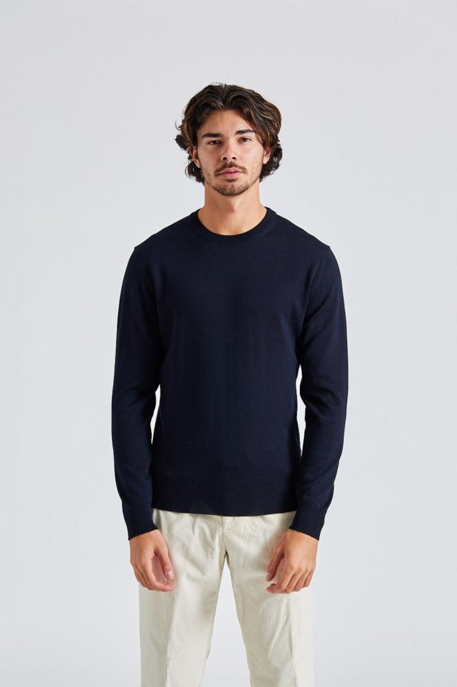 Herre Onesto Gensere | Merino Roundneck Navy