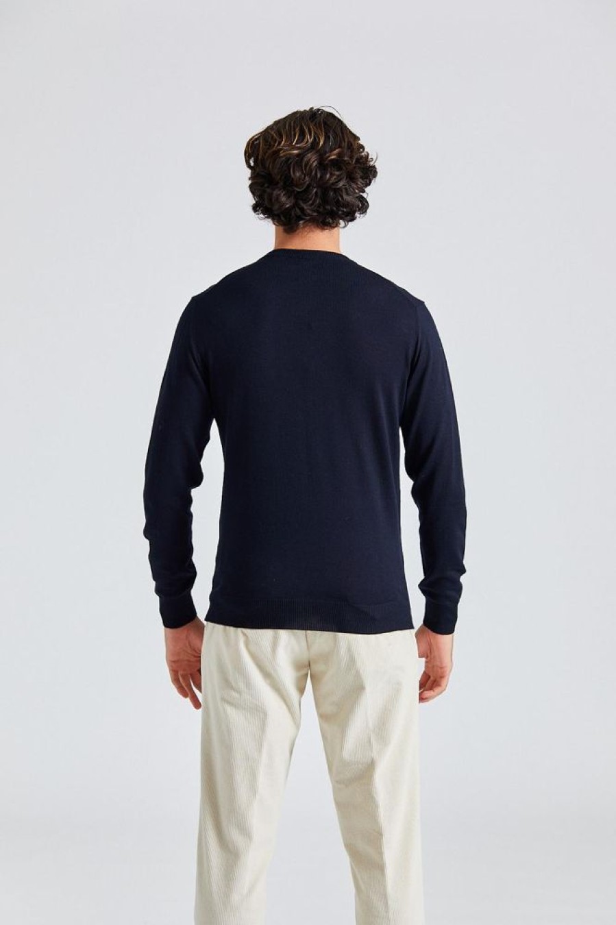 Herre Onesto Gensere | Merino Roundneck Navy