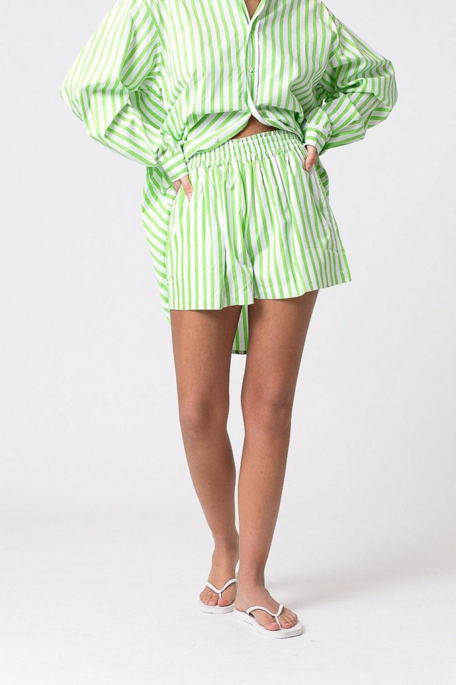 Dame Faithfull The Brand Shorts | Elva Shorts Martie Stripe Print Green