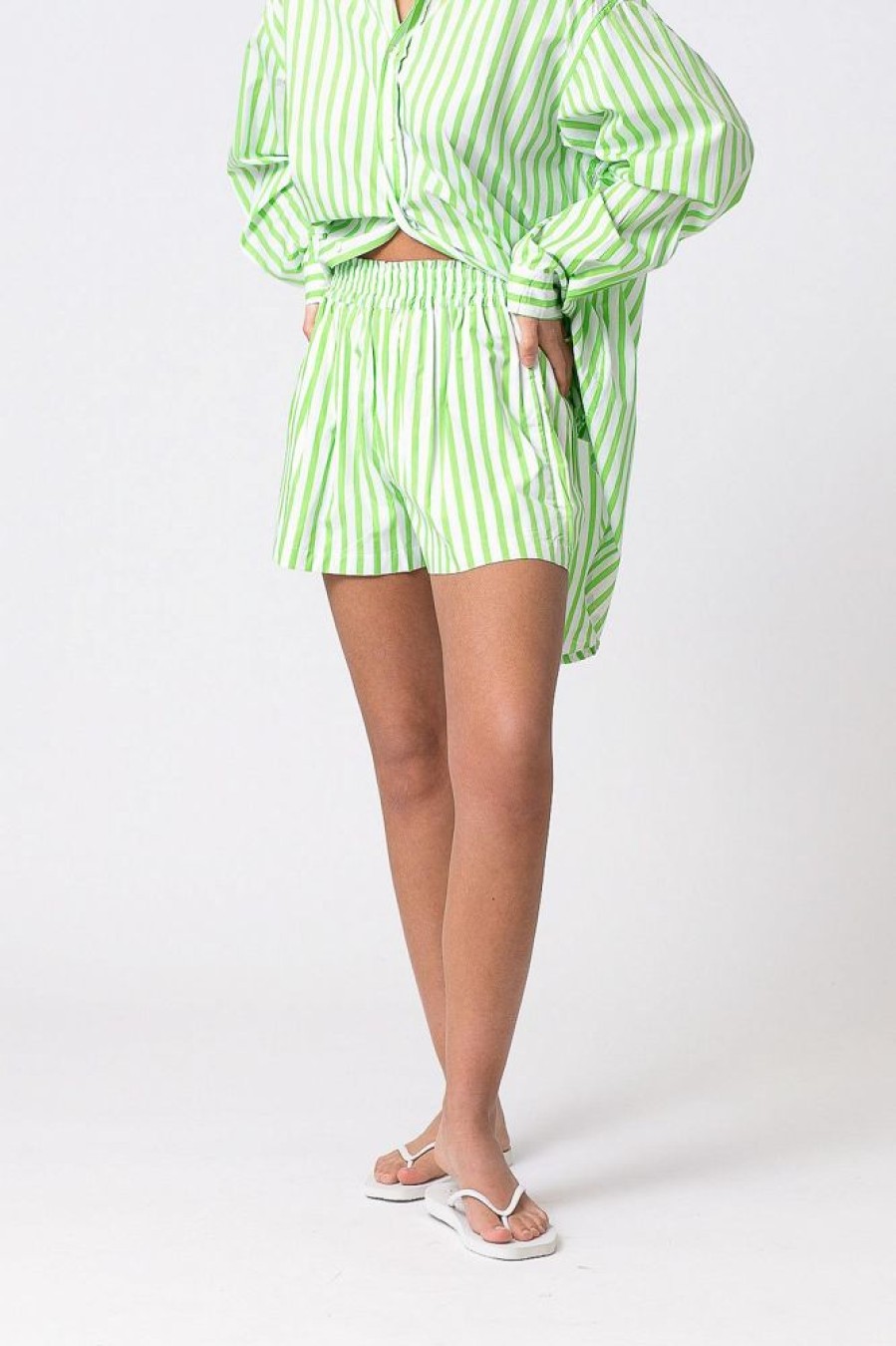 Dame Faithfull The Brand Shorts | Elva Shorts Martie Stripe Print Green