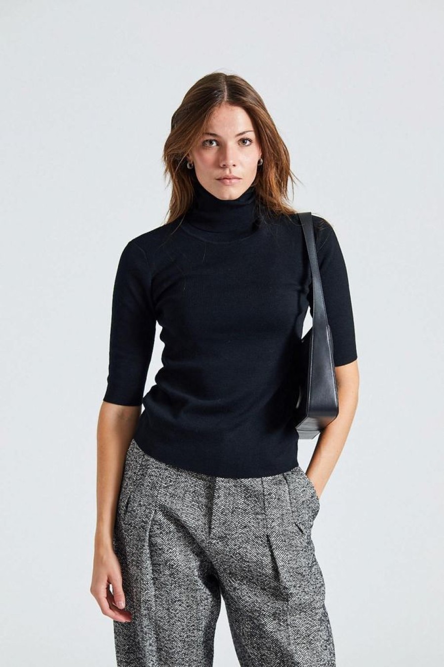 Dame Filippa K Topper | Merino Elbow Sleeve Top Black