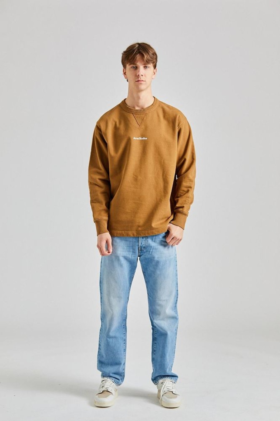 Herre Acne Studios Gensere | Stamp Logo Sweater Mud Beige Fn-Mn-Swea000361