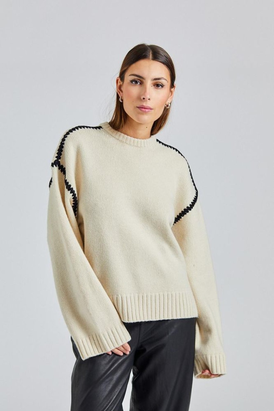 Dame Toteme Gensere | Embroidered Wool Cashmere Knit Snow