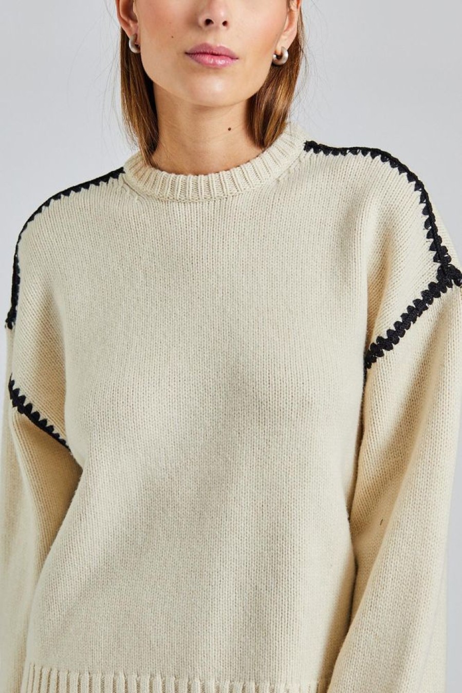 Dame Toteme Gensere | Embroidered Wool Cashmere Knit Snow