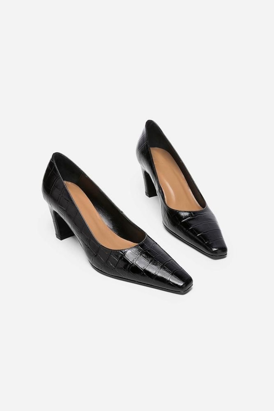 Dame Flattered Pumps | Iggy Black Croco Leather