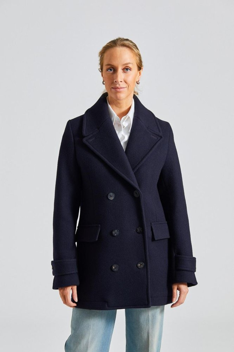 Dame Toteme Jakker | Soft Felted Wool Peacoat Navy