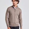 Herre Onesto Gensere | Merino Half-Zip Beige Mel