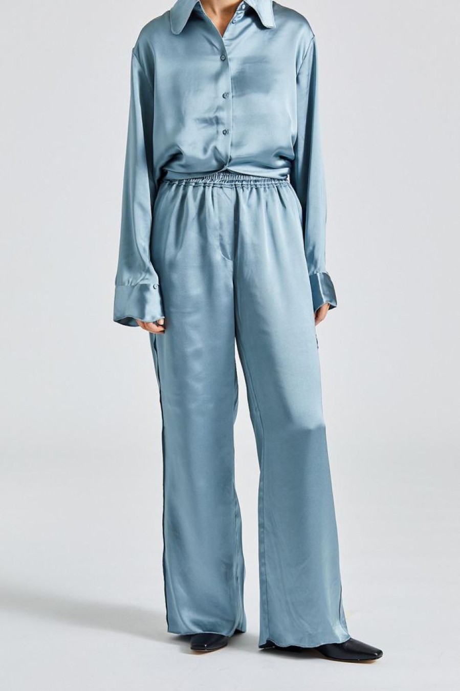 Dame Holzweiler Bukser | Luka Satin Trousers Blue