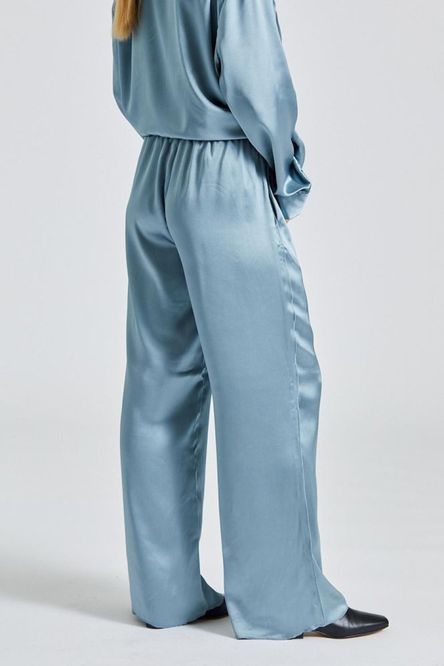 Dame Holzweiler Bukser | Luka Satin Trousers Blue