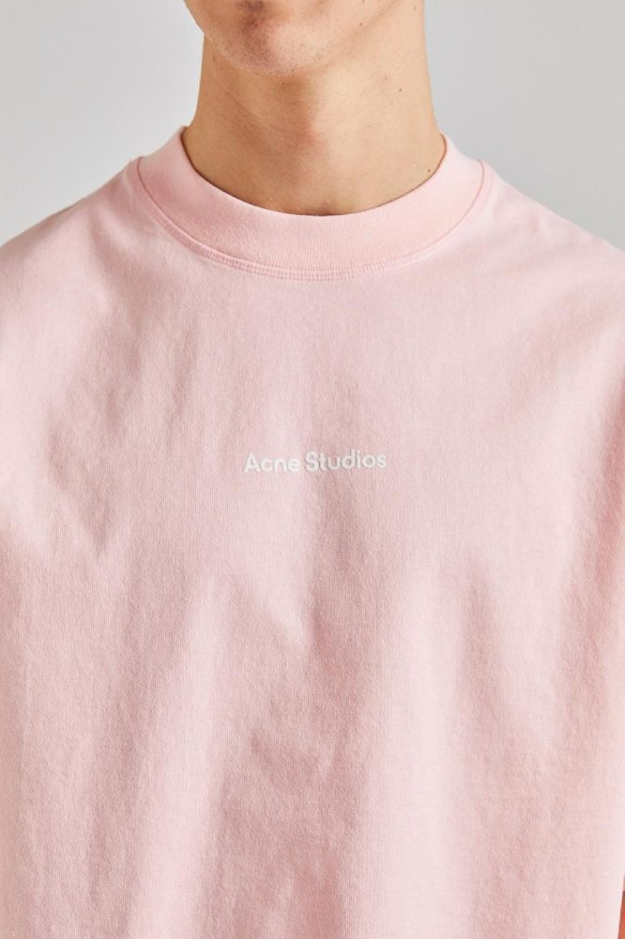 Herre Acne Studios T-Skjorter | T-Shirt Logo Pale Pink Fn-Mn-Tshi000579