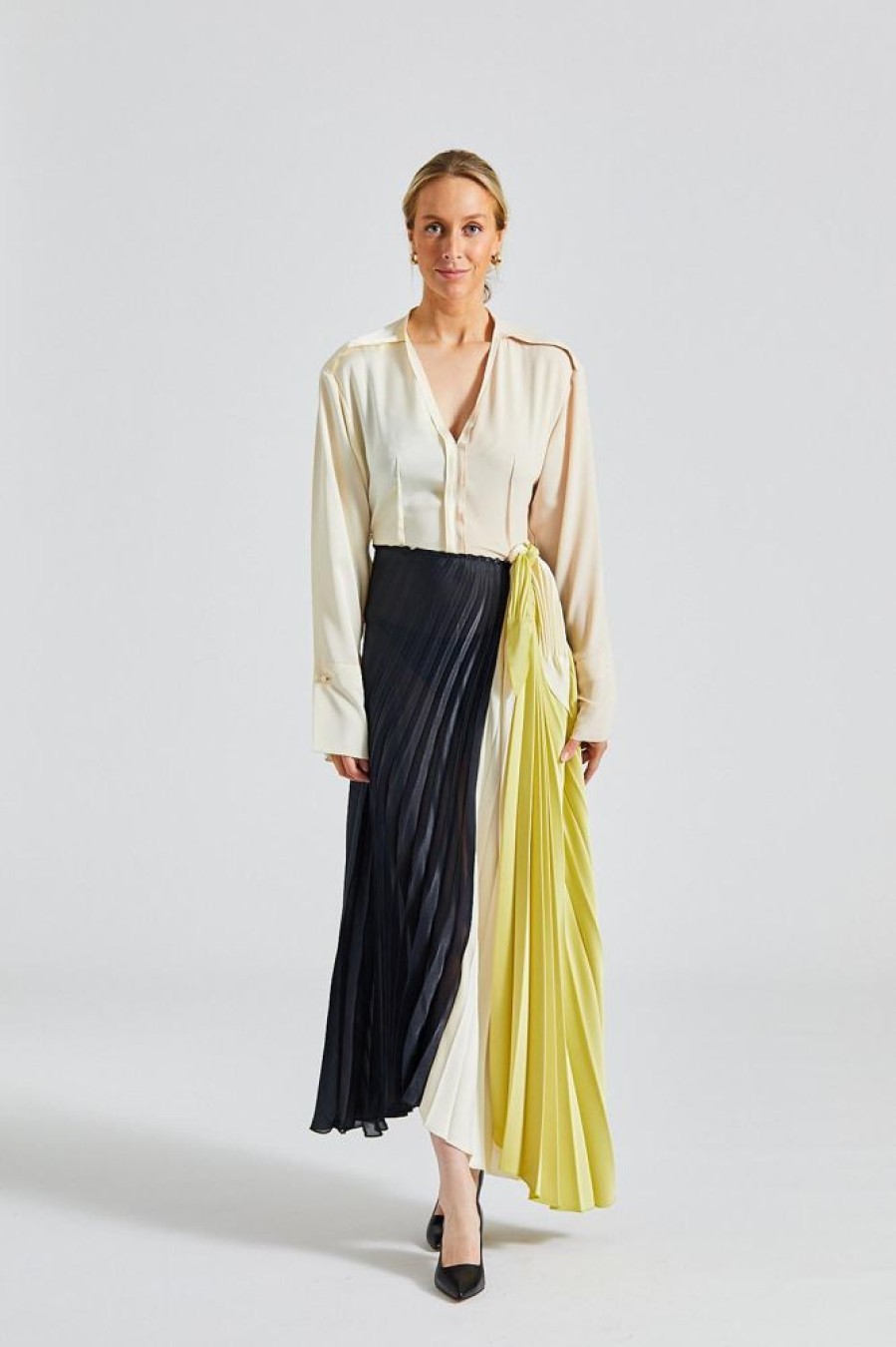 Dame Victoria Beckham Kjoler | Long Sleeve Pleated Dress Multi