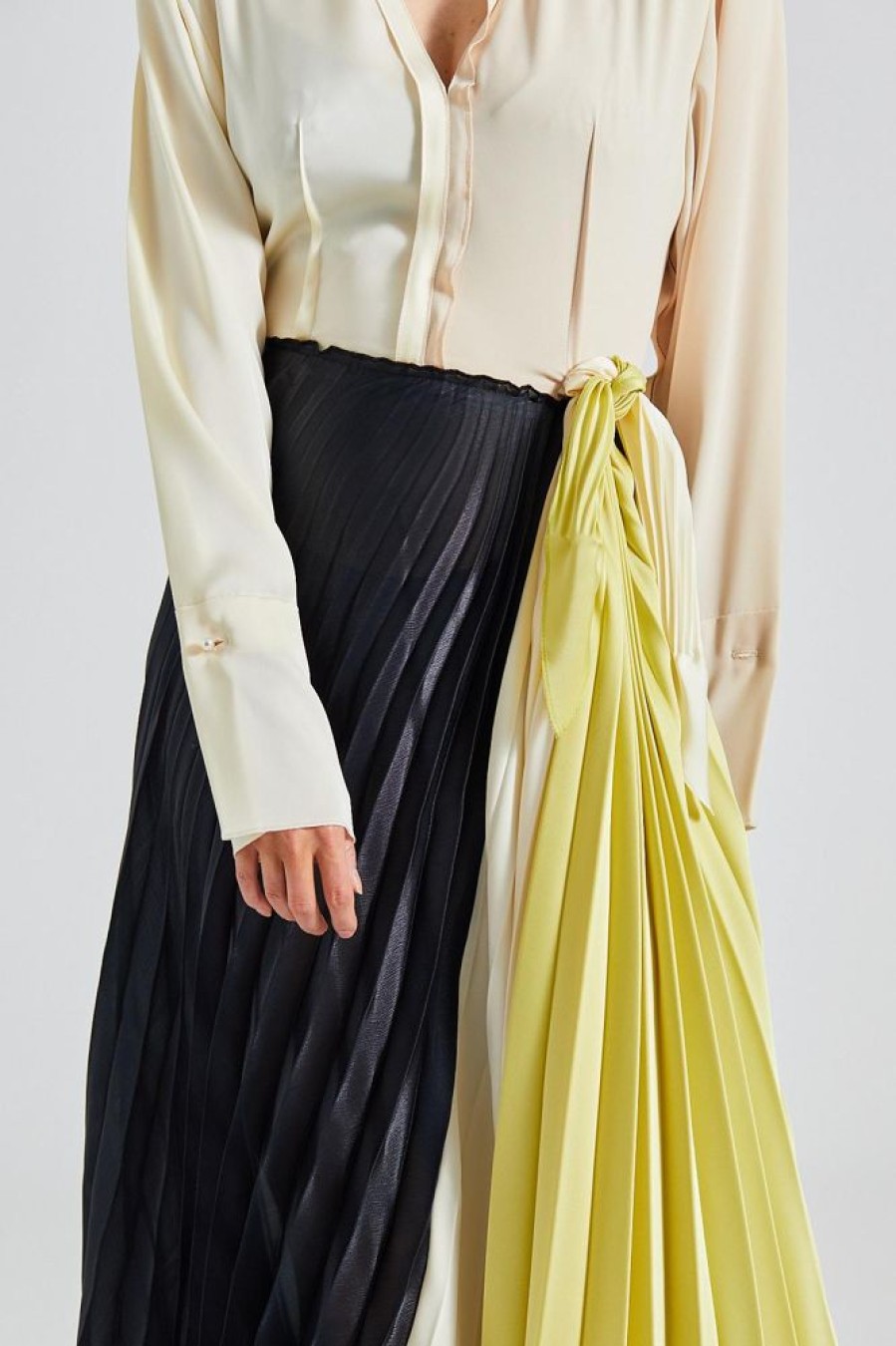 Dame Victoria Beckham Kjoler | Long Sleeve Pleated Dress Multi