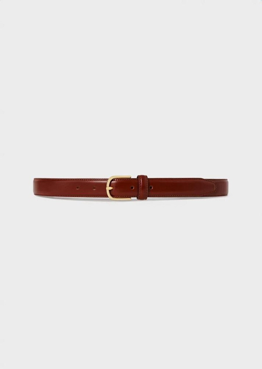 Dame Toteme Belter | Slim Trouser Leather Belt Cognac