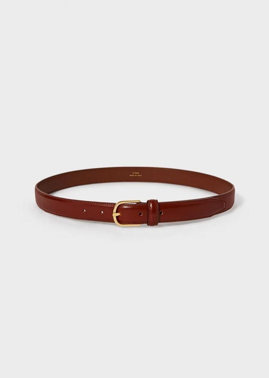 Dame Toteme Belter | Slim Trouser Leather Belt Cognac