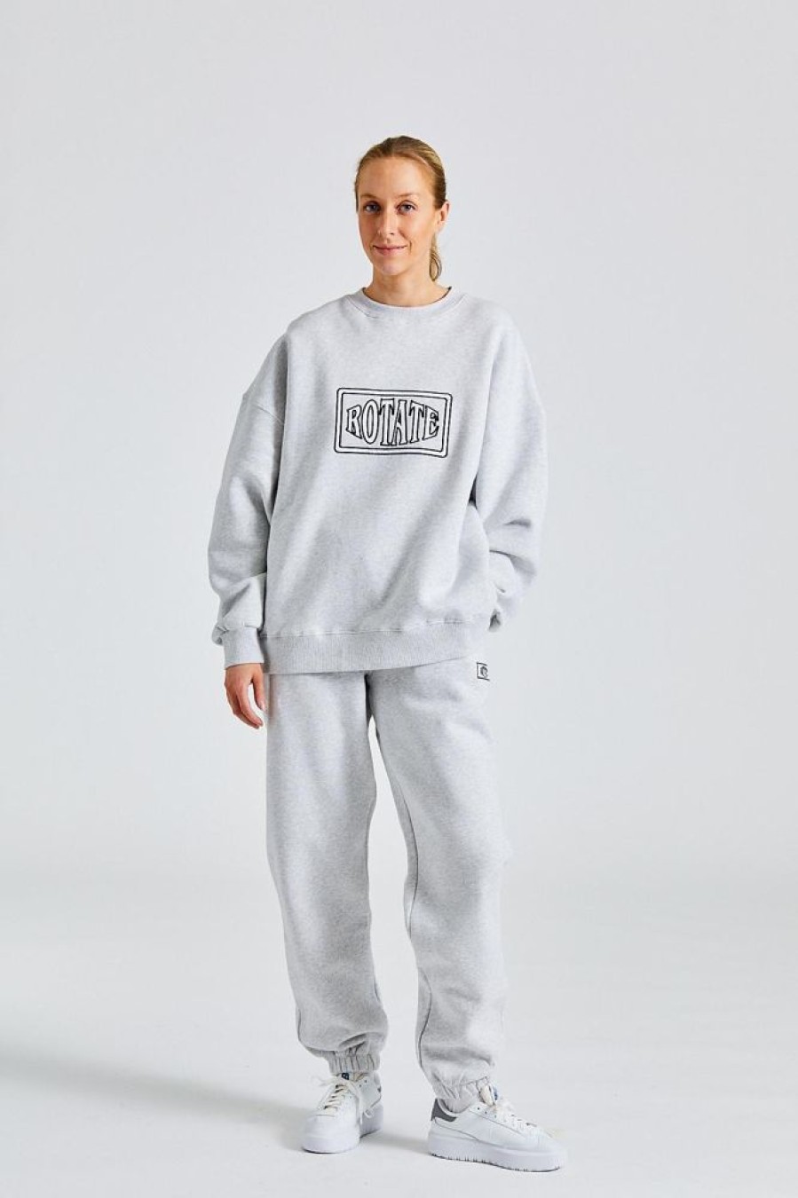 Dame ROTATE Birger Christensen Bukser | Sweatpants With Logo Light Grey Mel