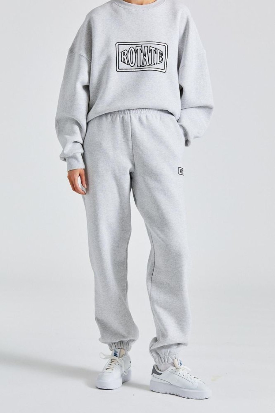 Dame ROTATE Birger Christensen Bukser | Sweatpants With Logo Light Grey Mel