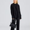 Dame Toteme Skjorter Og Bluser | Gathered-Neck Crepe Blouse Black