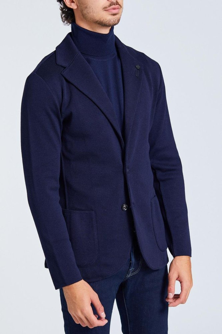 Herre LARDINI Cardigans | Man Knit Jacket Blue