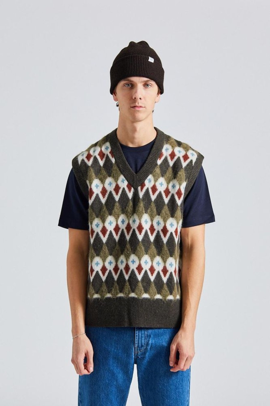 Herre Norse Projects Vester | Melvin Merino Fair Isle Jaquard Vest Ivy Green